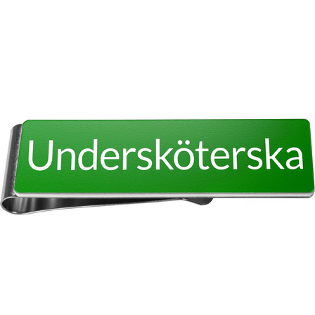 Namnskylt till sjukvården grön bakgrund och vit text