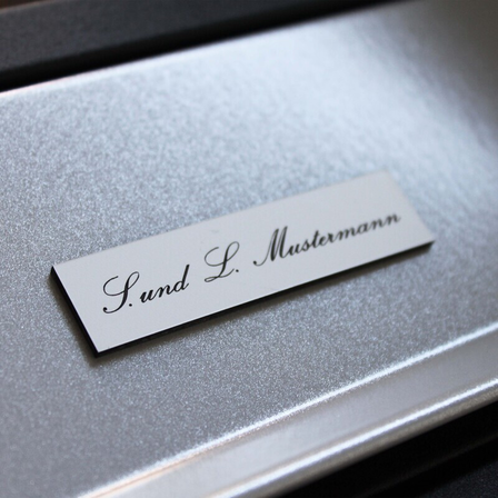 Briefkastenschild weiß Kunststoff Gravur, Rechteck