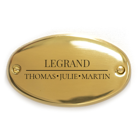 Plaques En Laiton, Ovale Laiton/Lisse Laiton Brillant. Fixation: Vis