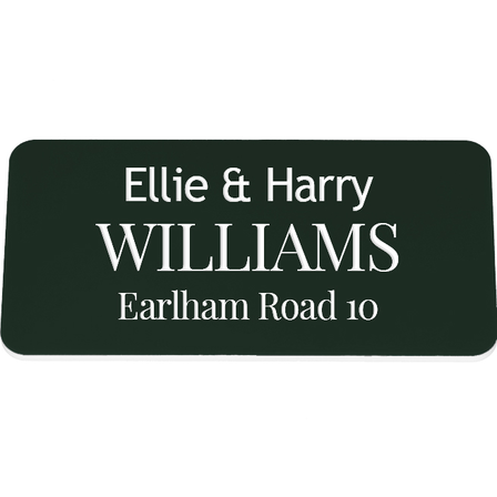 Plastic Signs Engraving, Rounded Corners Black. Fixing Method: Adhesive Tape