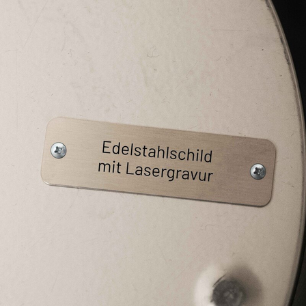 Edelstahl Kennzeichnungsschild mit Lasergravur