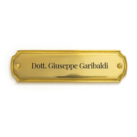 Targhette In Ottone, Lati Arrotondati Ottone/Lucido Ottone Lucido. Fissaggio: Vite