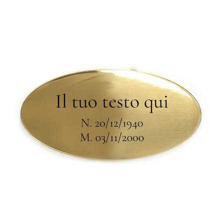 Targhette In Ottone, Ovale Ottone/Lucido Ottone Lucido. Fissaggio: Nessuno