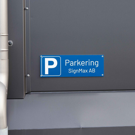 Parkeringsskylt blåvit, plast gravyr