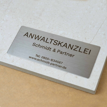 Edelstahlschilder, Runde Ecke Edelstahl. Befestigung: Keine