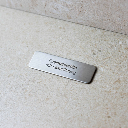 Edelstahlschilder, Runde Ecke Edelstahl. Befestigung: Klebeband