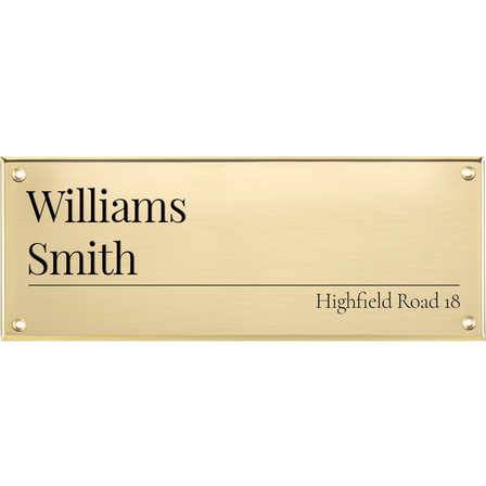 Brass Signs, Square Brass/Shiny Polished Brass. Fixing Method: Screw