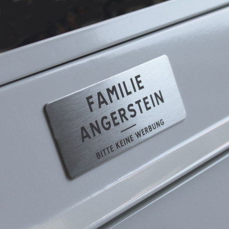 Briefkastenschild Edelstahl Familie Angerstein