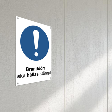 Plastskyltar (Solid PET), Fyrkantig Vit Pet Plast. Fästmetod: Skruv