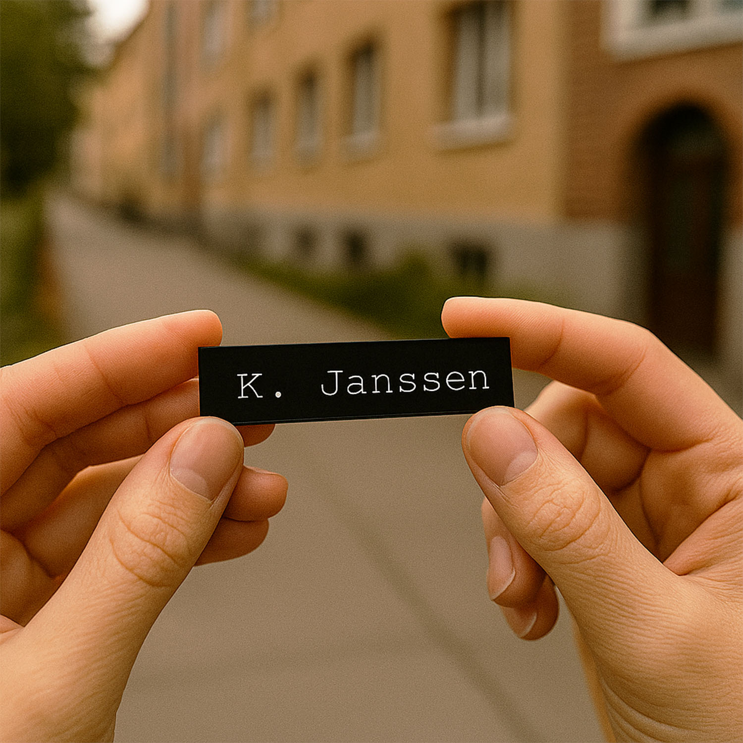 Klingelschild schwarz graviert Kunststoff