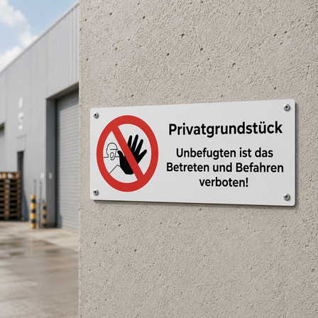 Privatgrundstück-Schild - AluminiumSchild Privatgrundstück mit Symbol