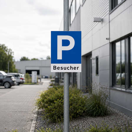 Parkplatzschild mit Rohrschelle zur Befestigung an Pfosten