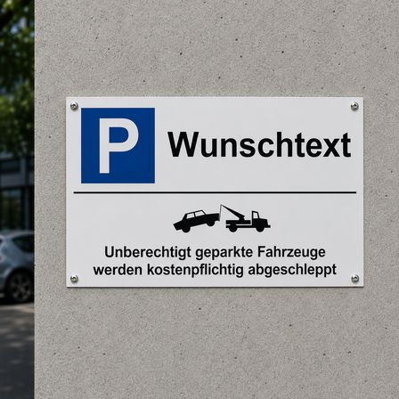 Parkplatzschild mit Wunschtext - Aluminium