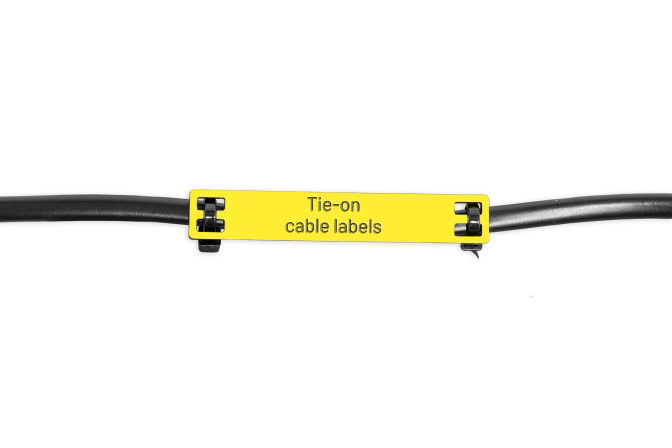 Labels And Plates, Rounded Corners Yellow Plastic. Fixing Method: Cable Labelling
