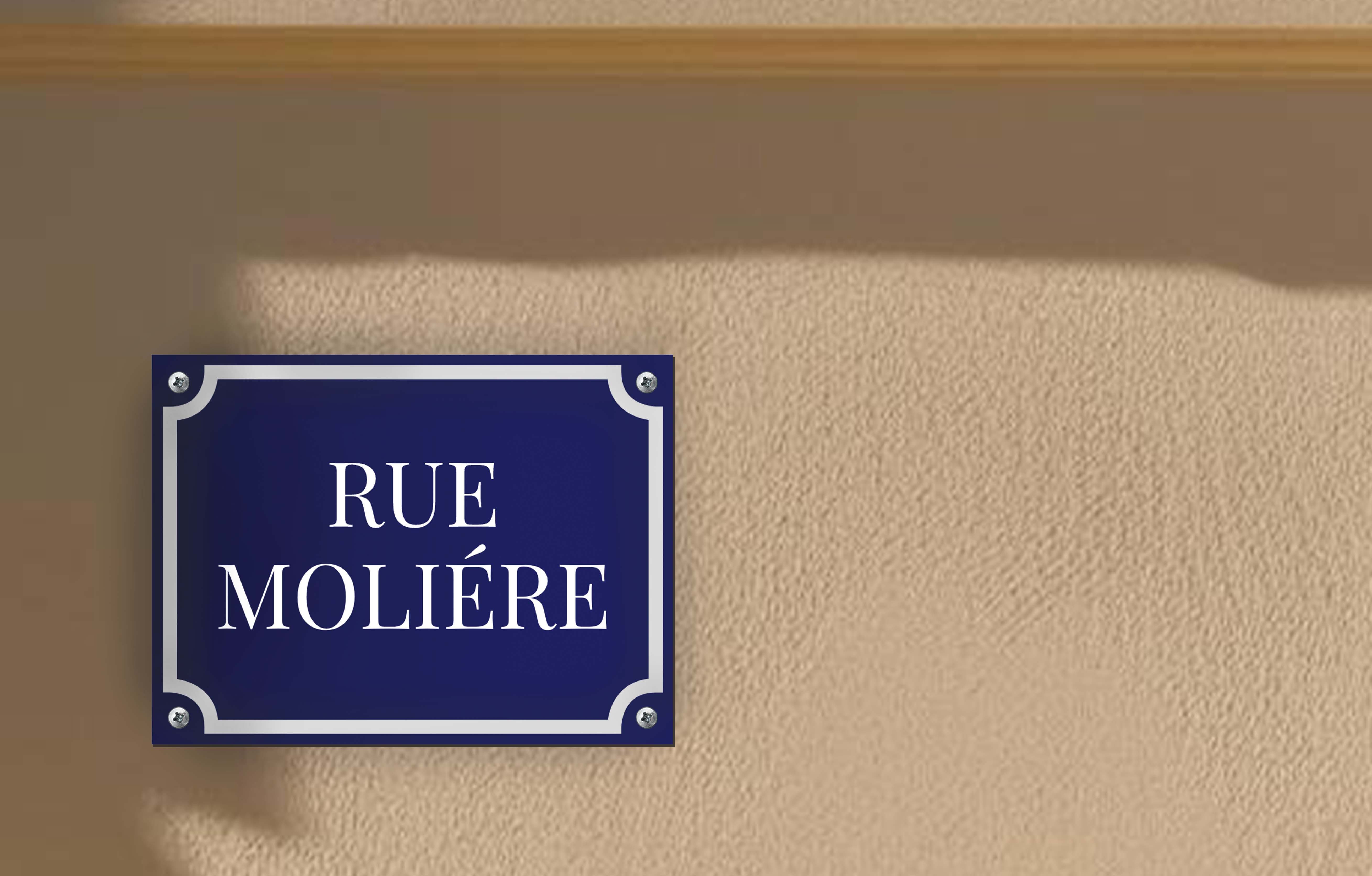 Plaque de rue bleue en aluminium avec texte personnalisé
