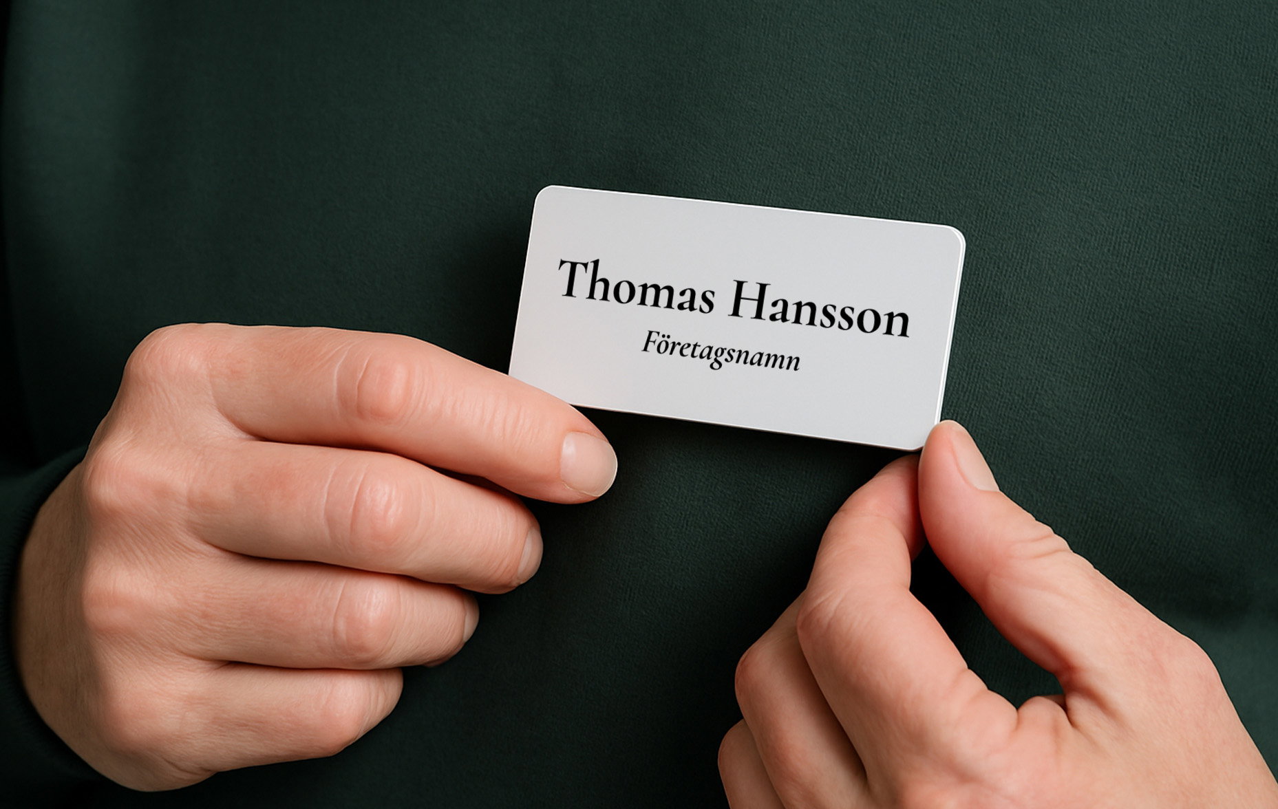 Namnskylt i plast med namn och titel