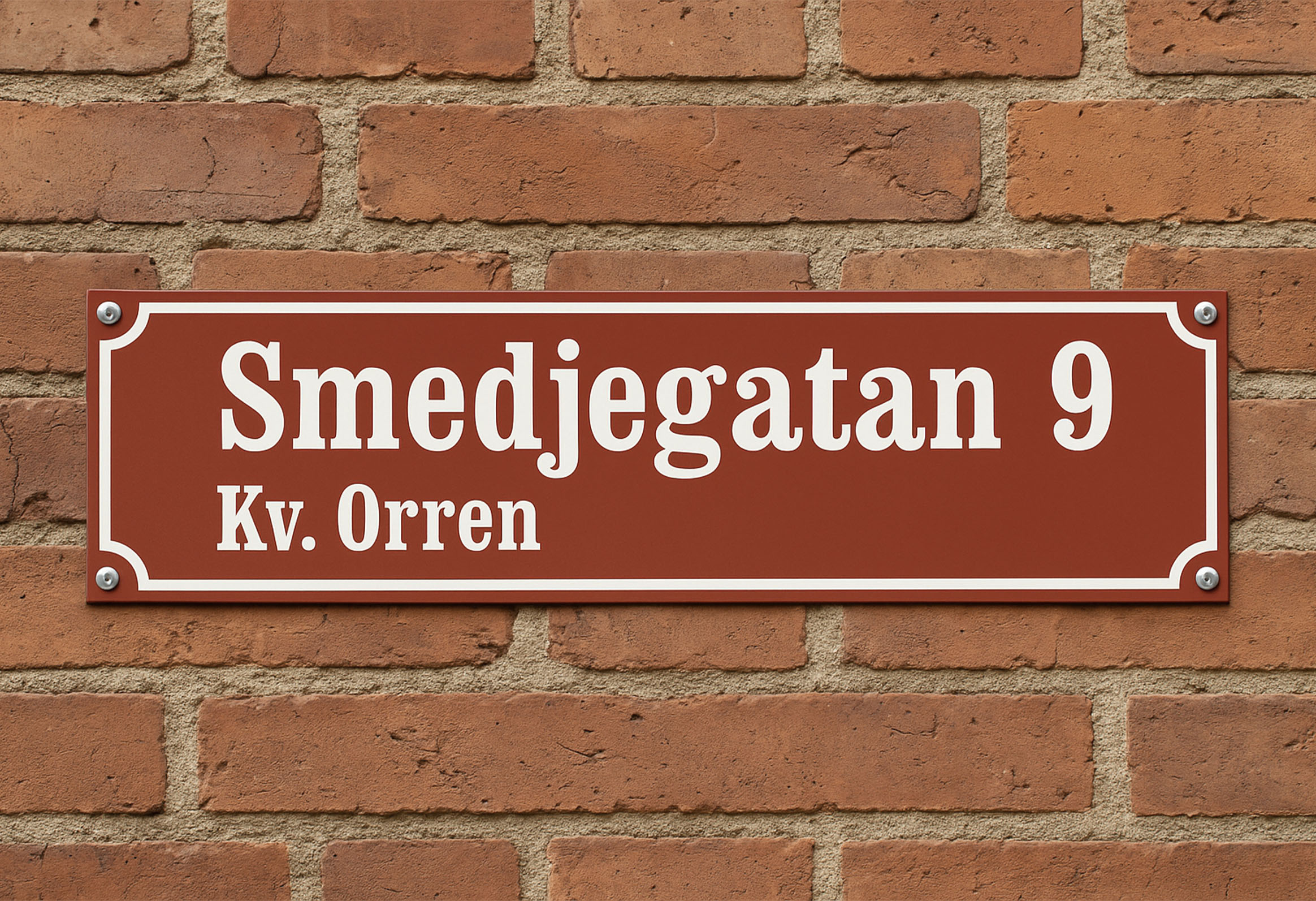 Rektangulär skylt i emaljstil med anpassad text för hem eller företag