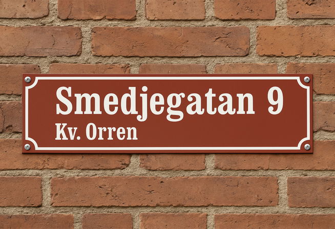 Rektangulär skylt i emaljstil med anpassad text för hem eller företag