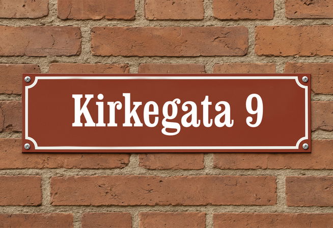 Skilt i emaljestil med egen tekst