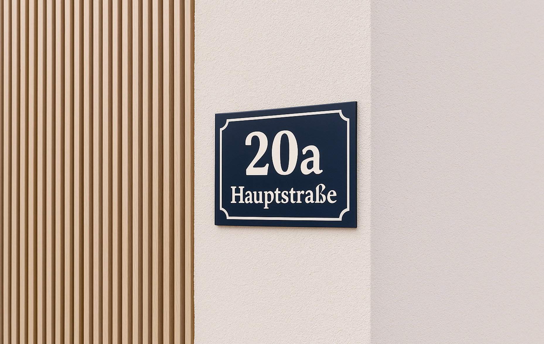 Blaues Schild im Emaillestil