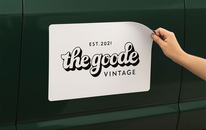 White custom magnet for vehicle