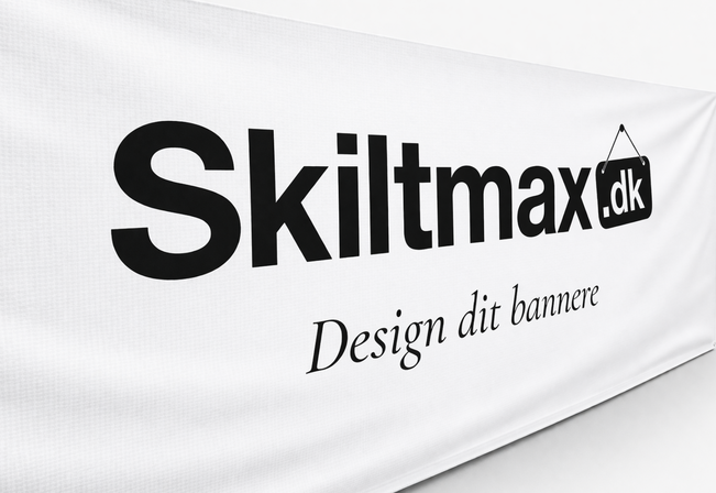 Bannere med tryk set fra siden med logo