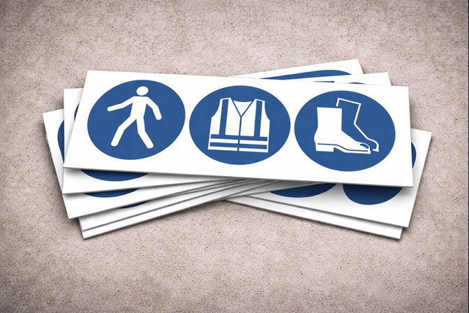 Mandatory signs with ISO symbols