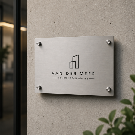 Bedrijfsbord in aluminium met afstandhouders