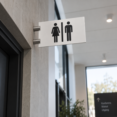 Double sided sign for public bathroom