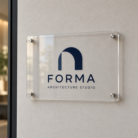 Facade sign in acrylic with personalised design