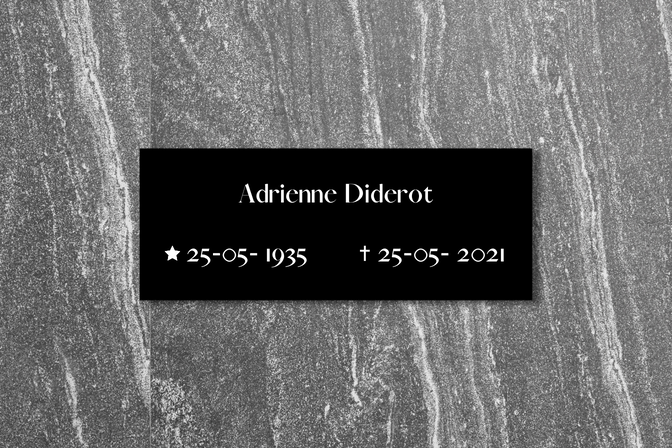 Plaque funéraire noire en aluminium pour extérieur