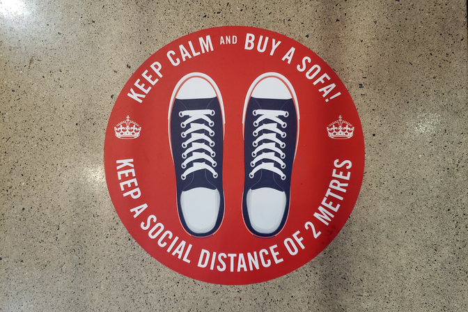 PersonaliSed floor decal featuring an image and text