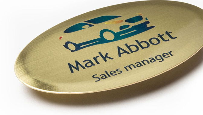 Custom name badge with colour print