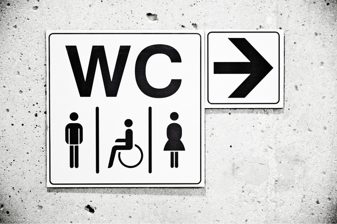 Panneau de toilettes avec symboles