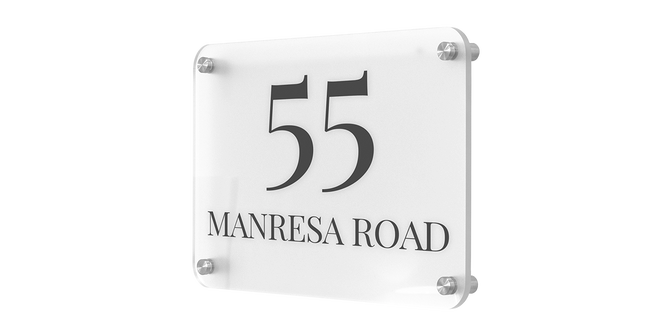 House signage in acrylic