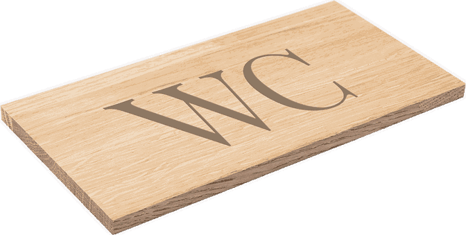 Dekoratives Holzschild mit Text und Motivdruck