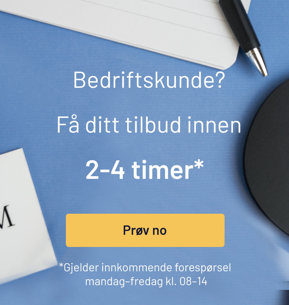 Raskt tilbudsløfte for bedriftskunder: svartid 2–4 timer.