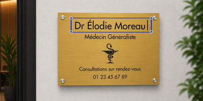 Plaque personnalisé en aluminium doré avec design personnalisé